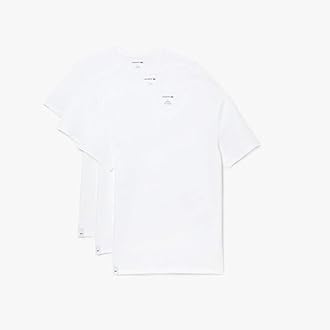 Lacoste Men's 100% Cotton Regular Fit V-Neck T-Shirt, 3-Pack