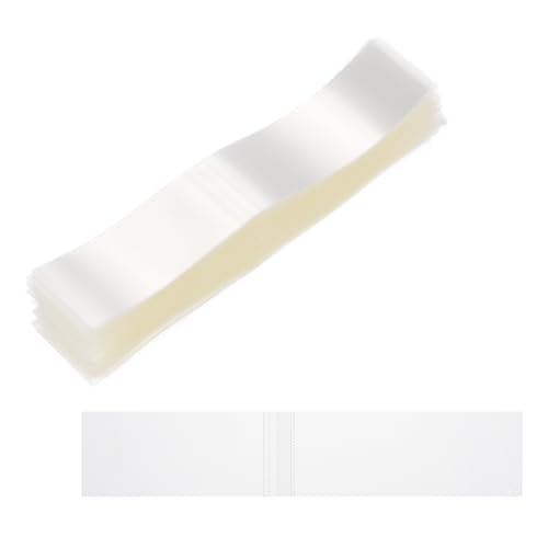 Image of PATIKIL 145x28mm PVC Perforated Shrink Bands, 1000Pcs 0.05 mm /2 Mil Thickened Heat Shrink Seal Wrap Fit for 3.25 inch-3.5 inch Cap Diameter Essential Oil Bottles Jars Cans Tin, Clear
