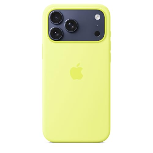 Image of Apple iPhone 17 Pro Max Silicone Case with MagSafe and Camera Control: Lightweight Phone Case, Wireless Charging Compatible, Smooth Matte Finish; Neon Yellow
