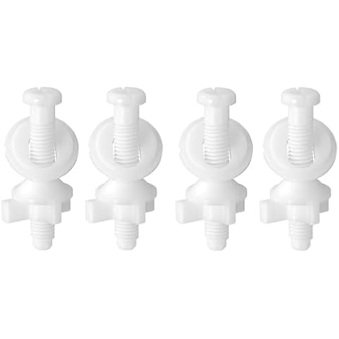 Toilet Seat Screws Replacement White Plastic Toilet Seat Hinge Bolts Screws with Nuts for Top Mount Toilet Seat Hinges (4 Pack) Cover