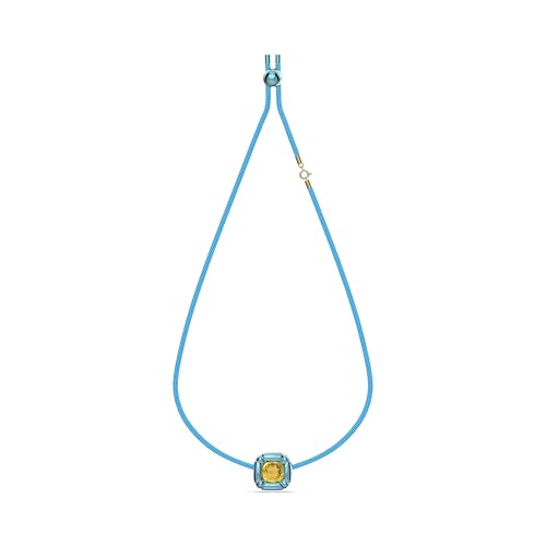 SWAROVSKI Dulcis Necklace, Single Yellow Crystal in a Bright Blue Setting on a Braided Cord, Part of The Dulcis Collection4