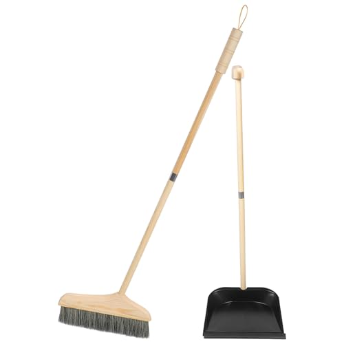 PENIKOKO 無垢材長柄ほうきとちりとり 室内外用掃除用具 家や寮の床清掃に 便利でシンプルなデザイン 贈り物にも適した実用的なクリーニン