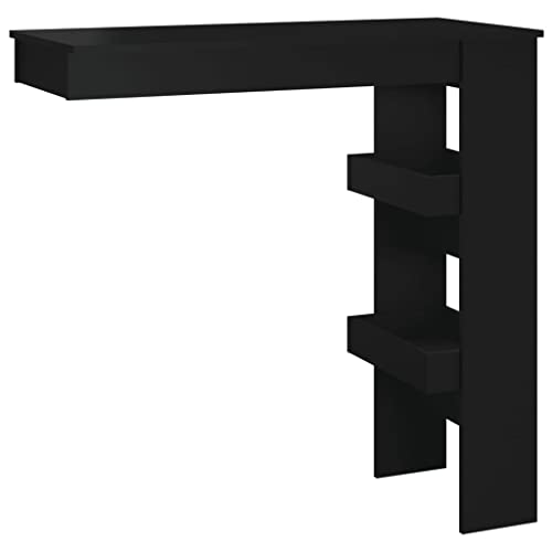 vidaXL Mesa de Bar de Pared Mesita de Comedor Alta Pub Barra Salón Cocina Restaurante Cafetería Muebles Madera Contrachapada Negro 102x45x103,5cm