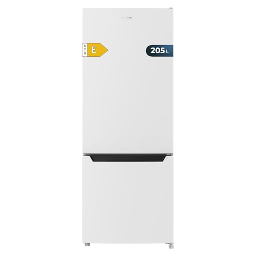 Cecotec Frigorífico Combi Bolero CoolMarket Combi 205 DF White E, Clase E, 205 L, DeFrost, Fast Cooling, Puerta Reversible, LED Interior,