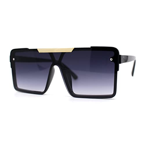 Mens Luxury Mod Rimless Block Lens Shield Oversize Sunglasses2