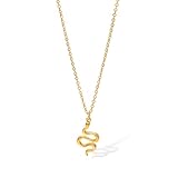 Kritz Collar mujer serpiente chapado en oro y acero inoxidable – Collares colgante serpiente y cadena ajustable – Joyas regalo mujeres y niñas