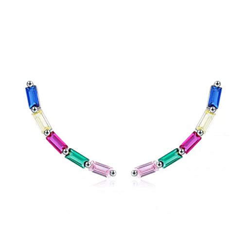 Boucles d'oreilles arc-en-ciel géométrique rectangle pour femmes sans irritation