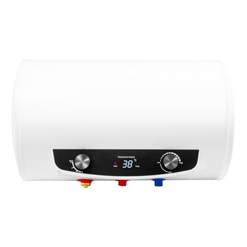 Warmwasserboiler 30l, 220V 2000W Warmwasserspeicher 30l mit Handbrause und Schlauch, Horizontal Wandbefestigung, 25- 75°C Digitalanzeige, Edelstahl- Heizrohr, Leckageschutz, für Bad und Küch