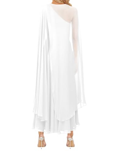 Image of Aisbei Women's Elegant One Shoulder A Line Flowy Maxi Dress Evening Gowns Party Formal Wedding Guest Dresses with Cape