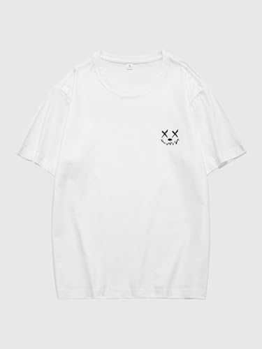 Verdusa Men's Letter Graphic Tees Oversized Cotton T Shirt Drop Shoulder Crew Neck Slogan Tee Top2