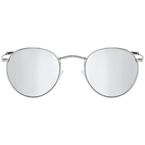 Image of Kursan Small Round Metal Polarized Sunglasses for Men Women Mirrored Lens Classic Circle Sun Glasses