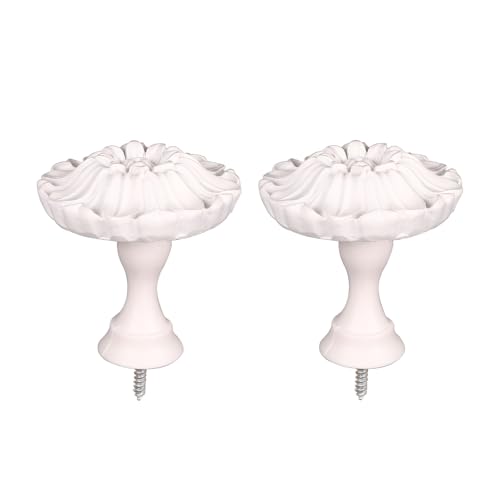SUQIOME Set of 2 Blossom Window Drapery Medallion Holdbacks,Curtain Tiebacks, Wall Hook, Tassel Holder (White)