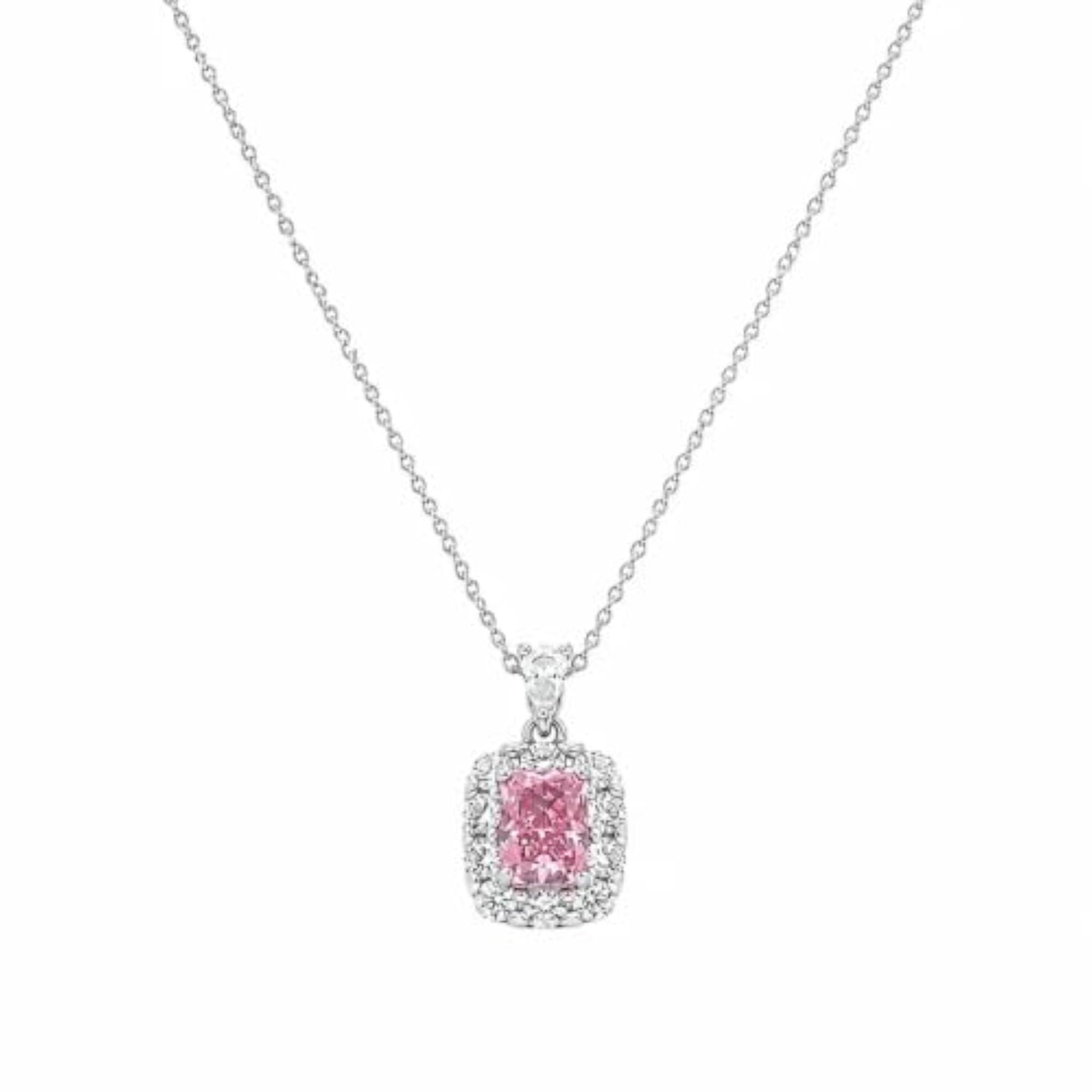 Women's Affinity Sakura 925 Silver Rhodium Necklace, Blush Pink