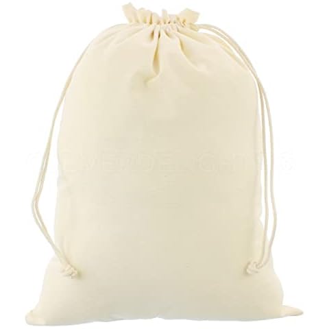 CleverDelights Cotton Bags - 12" x 16" - 10 Pack - Premium Muslin Drawstring Bag Cover