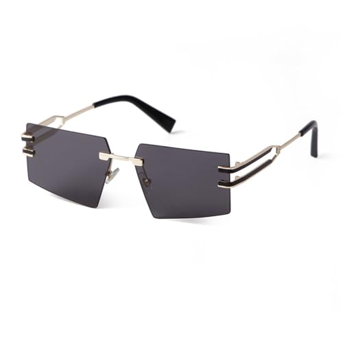 Modne 2024 unikalne duże kwadratowe okulary przeciwsłoneczne bez oprawek damskie Retro metalowe bezramowe odcienie okulary modne męskie okulary przeciwsłoneczne UV400