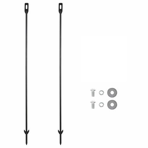 31'' Heavy Duty Yard Sign Stake, Solid Metal Support Stakes, 0.31'' Thick Steel Holder, Signs Post for Lawn, Garden, with Ground Spike & Anti-Wind Barbs, Baked Enamel (2-Pack)