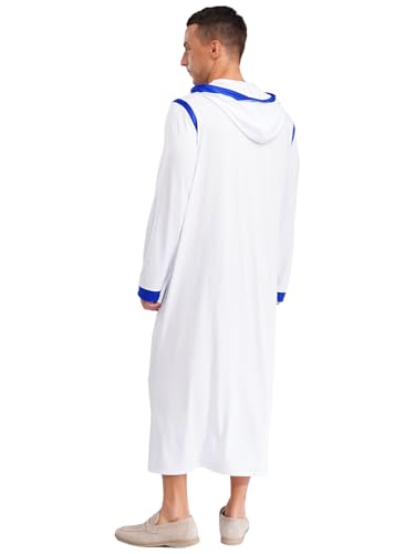 Mens Long Sleeve Islamic Muslim Loose Fit Robe Hoodie Printed Thobe for Daily Wear Party4