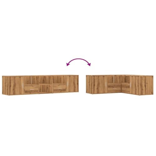 Armario esquinero de roble artificial de 200 x 40 x 45 cm en madera de ingeniería 8