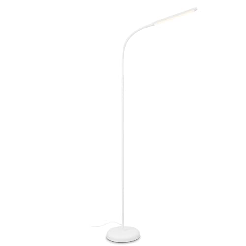 Briloner BRILONER - Lámpara de pie LED regulable como decoración en el salón y lámpara de lectura, lámpara LED giratoria, lámpara de salón, táctil, iluminación indirecta, blanco, 1472016