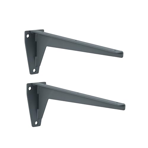 Gedotec 2x Schwerlast-Konsole 480mm aus Stahl massiv mit Tragkraft: 150 kg je Paar - Winkel-Regalträger Hebgo MIRA - Schwerlastträger in Grau grundiert, robuste Regalkonsolen