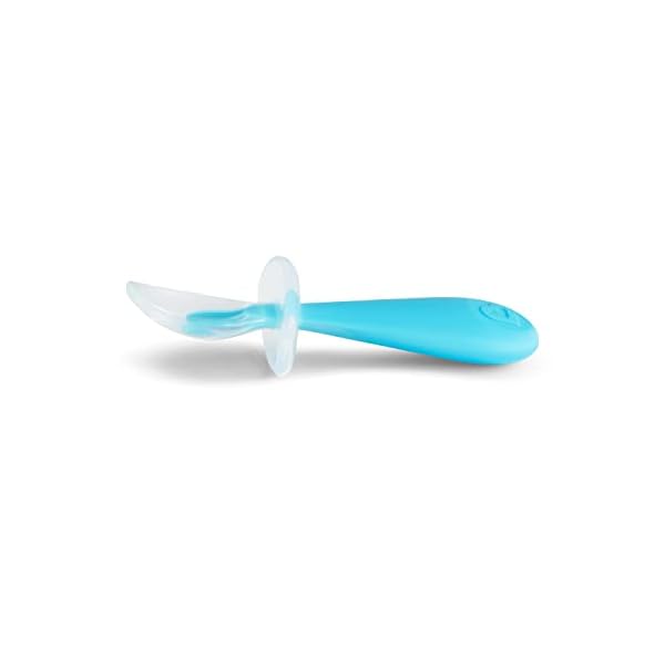 Munchkin Gentle Scoop Trainingslöffel aus Silikon, Blau und Grün – Bild 4