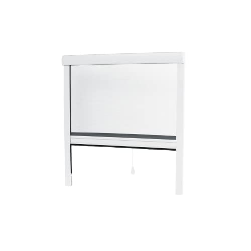Store moustiquaire fenêtre alu recoupable (largeur x hauteur) -protection insecte ajustable (Blanc (design arrondi), L1250 x H1600mm (v18 - destockage))