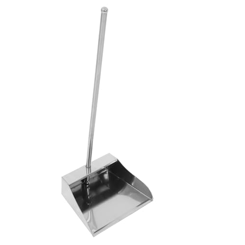 Alipis Recogedor De Acero Inoxidable con Mango Largo De Metal Resistente - Pala De Basura con Mango De Pie para Excrementos, Garaje y Patio De Casa