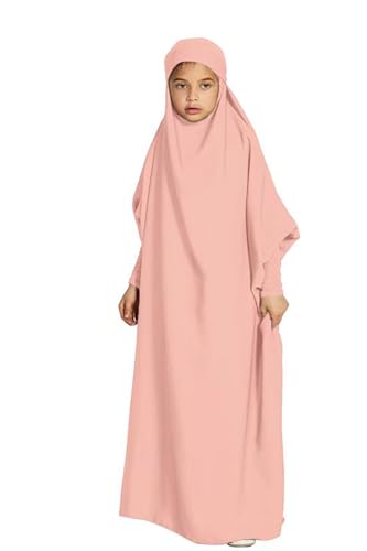 FPOVFPO Kids Abayas Full Cover Hijab Dubai Kaftan Prayer Dress for Girl Muslim Long Sleeve Robe Ramadan Clothing
