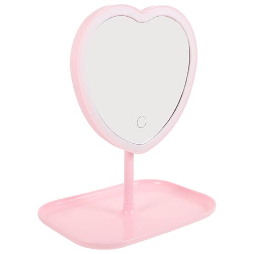 Miroir de table de cœur rose pour une décoration de bureau esthétique