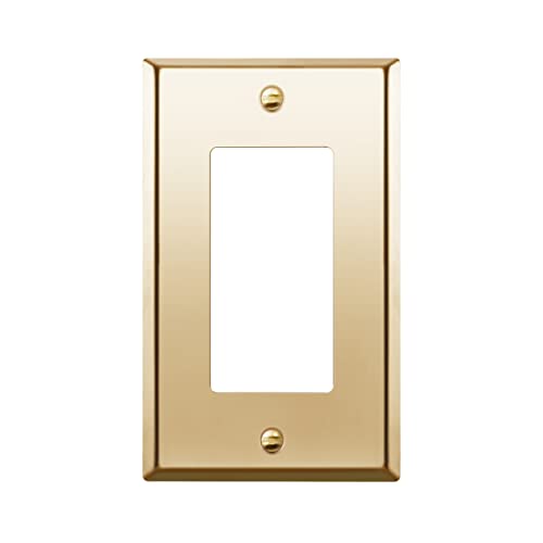 ENERLITES Decorator Switch or Outlet Metal Wall Plate, Stainless Steel Outlet Cover, Corrosion Resistant, Size 1-Gang 4.50" x 2.76", Stainless Steel 201, 7731-PB, Polished Brass, Gold