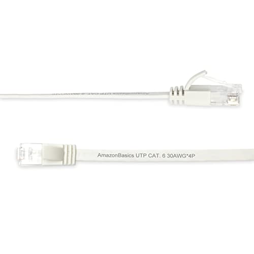 Amazon Basics CAT6-FLAT-100FT-WHITE Cat 6 Ethernet Rj45 10Gbps Flat Cable 100 Ft Outdoor&Indoor White Solid Patch Cord thumb #1