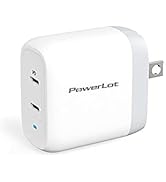 USB C Wall Charger PowerLot PD3.0 2-Port 40W Power Brick GaN Charger, 20W USB C Block for MacBook...