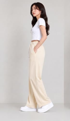 Image of Samfor Woman's Loose Fit Track Pants - Polycotton Joggers with Elastic Waistband & Side Pockets, Lower Comfortable for Gym, Running & Casual Wear