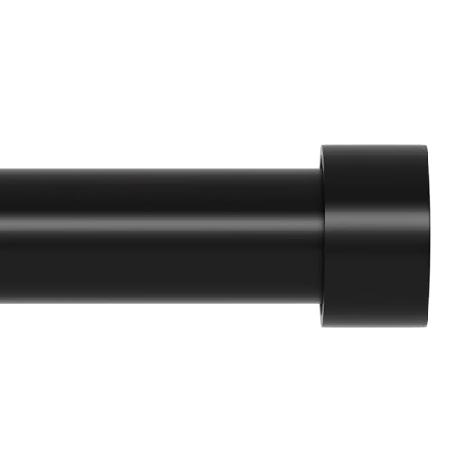 Extra Long Curtain Rod for Windows 30 to 240 inch Heavy Duty Curtain Rods with Modern End Caps 1 inch Black Drapery Rods Set for Outdoor Patio Adjustable Curtain Rod for Room Black