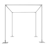 KAHYKLQI 10ft Square Backdrop Stand Heavy Duty,Pipe and Drape Photo Background Support Kit,Adjustable 4 Post Canopy Wedding Hardware Metal Frame Kit with Base for Wedding Party Decorations