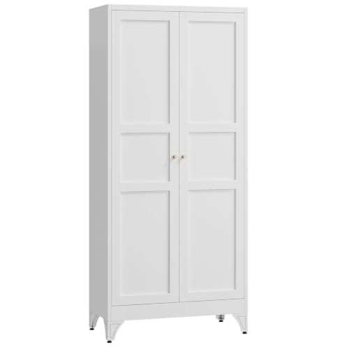 Image of Letaya Metal Pantry Kitchen Storage Cabinet,61 inch H Adjustable Shelves,White
