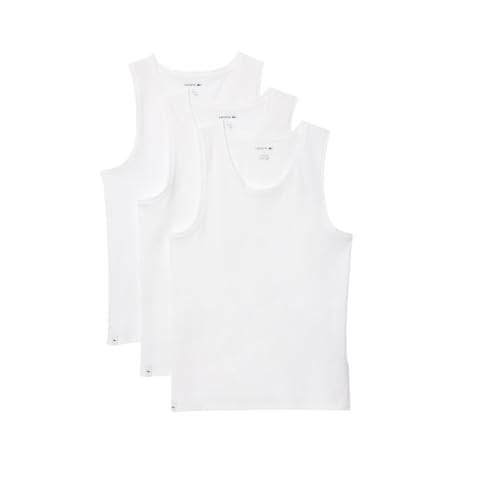 Lacoste Men's 100% Cotton Regular Fit Crew Neck Tank Top, 3-Pack