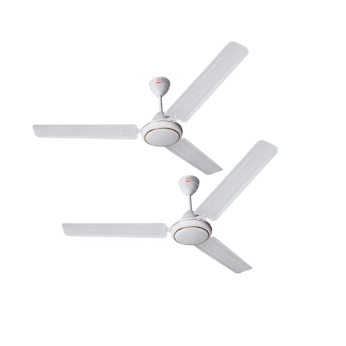 Image of Omen Changing Lives Dollar 1200mm Ceiling Fan for Home | BEE Star Rated Energy Efficient | Rust Resistant | Superior Air Delivery | High Speed | 2 Year Warranty | White (Pack of 2)