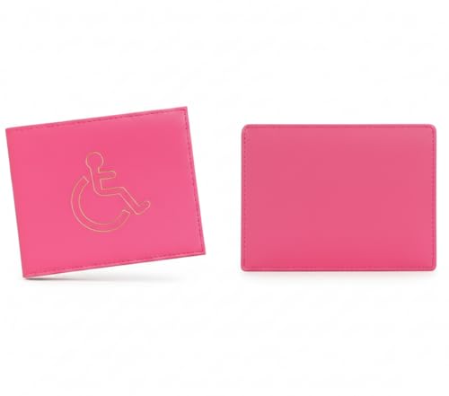 Premium Blue PU Leather Disabled Parking Badge Holder for Cars (HOT Pink)