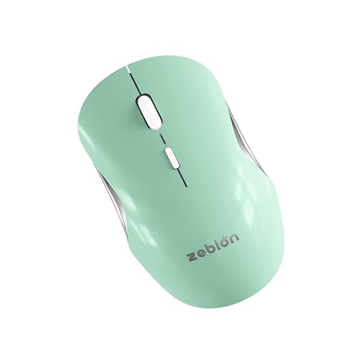 Image of Zebion Connect-3 Triple Mode /Multidevice Mouse,Rechargeable Battery with Type C Cable,Upto 2400 DPI, Silent Click, Ergonomic Design (Bluetooth 5.3 +Bluetooth 5.3, 2.4GHz Wireless) (Green)