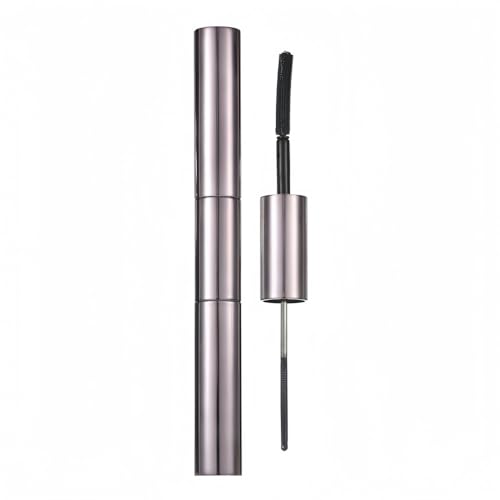 Máscara de pestañas negra waterproof 2 en 1 con cepillo pequeño y grande para pestañas cortas/finas, sin grumos y con efecto volumen, larga duración, a prueba de manchas, aspecto natural