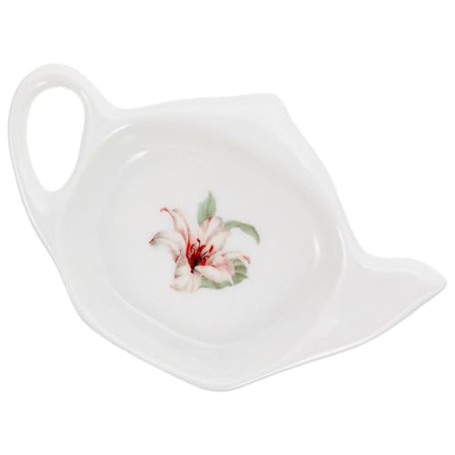 PRETYZOOM Soporte De Cerámica para Bolsa De Té Flor De Porcelana Bolsa De Té En Forma De Tetera Posavasos Cuchara Soporte para Almacenamiento De Bolsitas De Té Bandeja Platillo Plato De