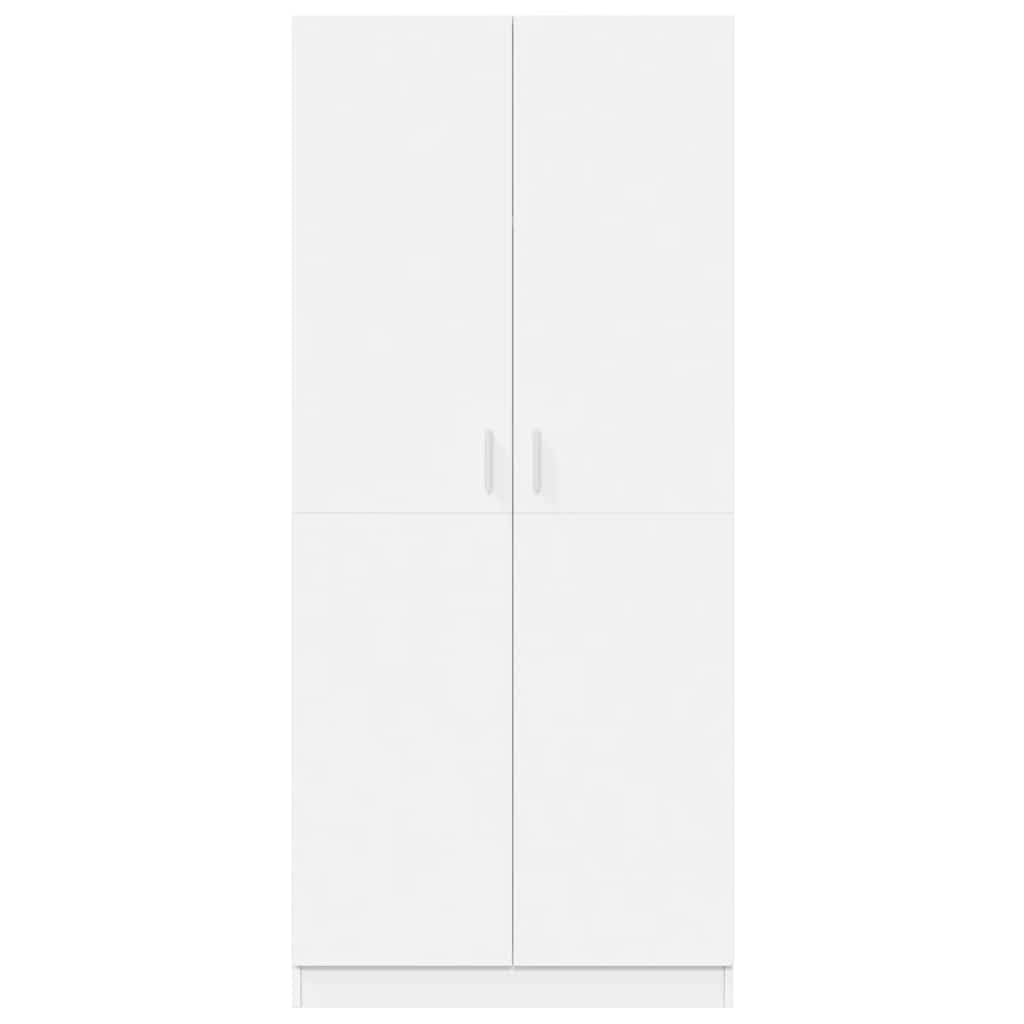 Armadio bianco, 80 x 52 x 180 cm, in legno con 2 ante, asta appendiabiti, scomparto, specchio, ideale per camera da letto, corridoio, cameretta dei bambini e soluzione versatile per riporre