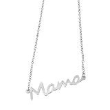 Healeved Collar de Acero Inoxidable para Mujer Letra Mama, Color Plateado, Tamaño Único, Joya Día Madre, Obsequio Especial para Madres Primerizas y Ocasiones Festivas