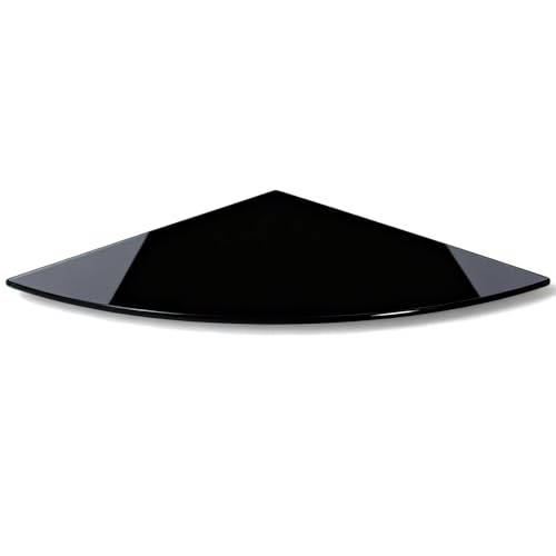 HOOZ Glas-Bodenplatte Viertelkreis – Sicherheitsglas für Kaminofen, Ecktisch & Wohnbereich, Blumenecke Schwarz 75 x 75 x 0,6 cm