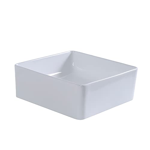 Square Vessel Sink 13 Inches X 13 Inches, Dayaoci Ceramic Bathroom Sink Square, Small Square Vessel Sink, Above Counter Vessel Sink #TOP6