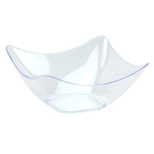 EcoQuality 3oz Clear Mini Flutter Plastic Bowl – Disposable Serving Bowl for Tastings Desserts Appetizers Samples Catering Events Parties Weddings Buffet Displays Mini Plastic Dessert Cups (36)