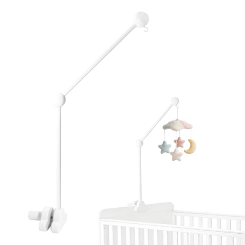 Mobile Halterung Holz für Babybett - 360Drehbar Mobile Halterung Wickeltisch Sicher & Stabil für Babybett & Wickeltisch - Für Spieluhren Windspiele Bettglocke Babyzimmer-Deko
