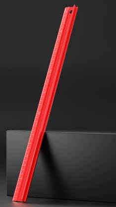 Silver Aluminium Cutting Ruler, Raised Grip and Non-Slip Safety Edge Design, Precision Metal Cutting Ruler, Multifunctional Safety Rulers for Craft DIY Office Precision Measurement (45cm red)