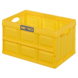 METRO Professional Klappbox ohne Deckel 46 Liter, 53 x 36 x 29.5 cm, Transportbox, Gelb, Polypropylene, Transportbox, max. 40 kg, Gelb | Faltbar | lebensmittelecht | recycelbar